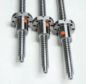 Close-up of ball screws used in 8x4 Ft. CNC Router Kit Rail Guide System w/16-20mm Rails & Ball Screws, showing precision design.