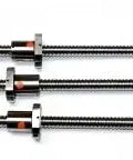 Close-up of ball screws used in 8x4 Ft. CNC Router Kit Rail Guide System w/16-20mm Rails, showcasing precision engineering.