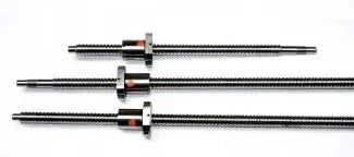 Close-up of ball screws used in 8x4 Ft. CNC Router Kit Rail Guide System w/16-20mm Rails, showcasing precision engineering.