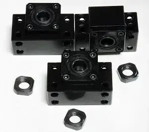 Components of 4'X8' Feet CNC Router Kit Rails & Ball Screws XYZ Travel 48" x 96" x 10" inch, showing bearings and mounts.