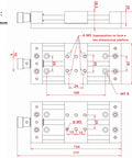 Technical drawing of CNC Sliding Table, X/Y Axis Linear Stage Actuator, 75mm Stroke Manual Linear Position Stage with dimensions.