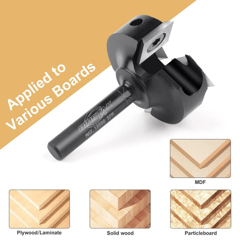 CNC Spoilboard Surfacing Router Bit With 1/4 Inch Shank And 1-3/8 Inch Cutting Diameter 2 Plus 2 Insert Carbide for woodworking boards