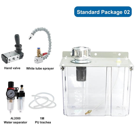 Components of CNC Engraving Sprayer for Metal Cutting Cooling and Lubrication Oil Pump, Transparent 3 Liter Oil Can, Standard Set 2