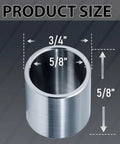 Stainless Steel Reducer Bushings Set Of 10 Three Quarters Of An Inch To Five Eighths Of An Inch, close up showing dimensions