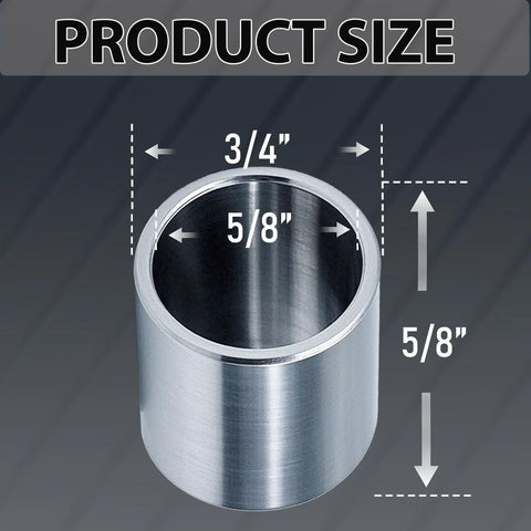 Stainless Steel Reducer Bushings Set Of 10 Three Quarters Of An Inch To Five Eighths Of An Inch, close up showing dimensions