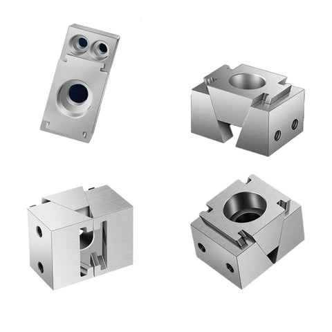 Heavy Duty 2 Pack CNC Stop Block Kit with push and pull action cam clamps for workbench milling, side view of metal components.