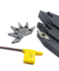 External Square Turning Tool Holder Set for CNC Lathe with 16mm, 20mm, 25mm sizes includes five VCGW 1604 PCD CBN carbide inserts
