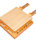 CNC Workpiece Positioning Fixture for Vise and Clamps on T Slot and Perforated Tables shown with wooden workpiece