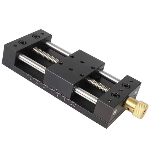 CNC Sliding Table, X/Y Axis Linear Stage Actuator, 75mm Stroke Manual Linear Position Stage with Ruler and Base, Linear Rail Ballscrew