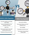 Comparison of HGKEKE Soda Regulator versus other keg regulator, showing dual-stage gauges and fittings for precise adjustments and leak-free design.