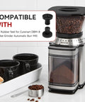 Rubber Feet Bumper Replacement Set For DBM-8P1 Coffee Burr Mill Grinder shown with grinder and accessories