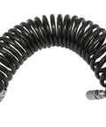 Black Heavy Duty 3/8 Inch Coiled Air Hose, 25 Ft Polyurethane With 1/4 Inch Quick Fittings, No-Twist Coil For Air Compressors