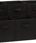 Six collapsible fabric storage bins with sturdy handles offer lightweight, foldable organization for closets, shelves, and offices.