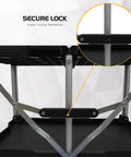 Pack N Roll Folding Collapsible Service Cart With 150 Lb Capacity, Locking Mechanism For Stability close-up of secure lock