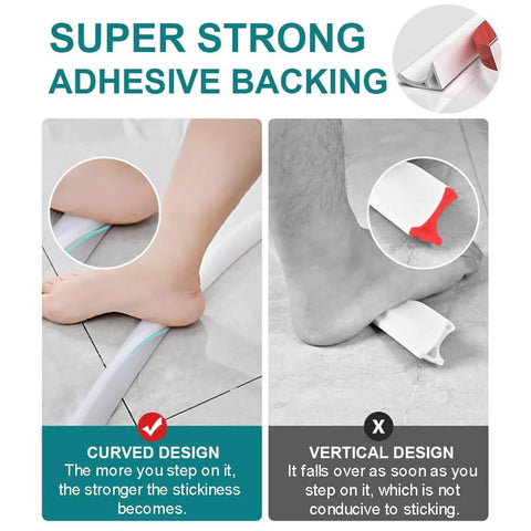 Collapsible Shower Threshold Water Dam, 39 In, Self Adhesive Shower Edge Water Barrier Stopper, adhesive backing feature