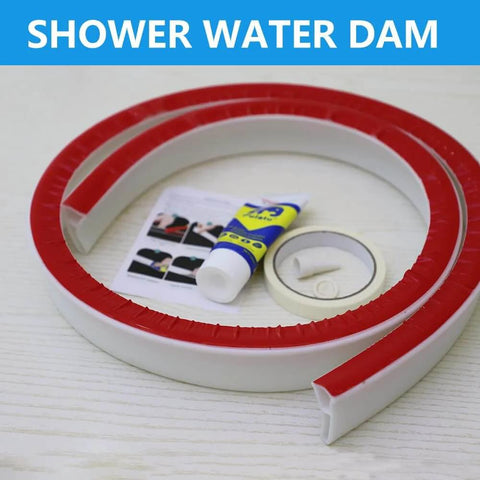 Collapsible Shower Threshold Water Dam, 39 In, Self Adhesive Shower Edge Water Barrier Stopper with sealant and installation kit