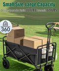 Collapsible Wagon Cart Foldable 120L 360Lb Load Capacity Lightweight Beach Wagon For Grocery Runs Camping Shopping And Garden Gear