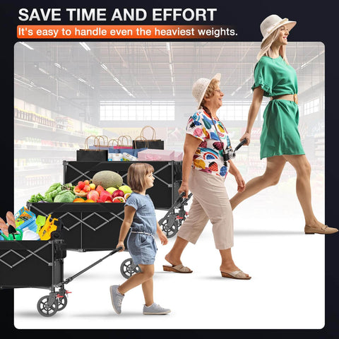 Beast Mode 180L Large Capacity Collapsible Wagon with Wheels 330lbs heavy duty foldable shopping cart for beach and outdoor use