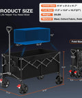 Beast Mode 180L Large Capacity Collapsible Wagon With Wheels 330Lbs Heavy Duty Foldable Shopping Cart dimensions and material.
