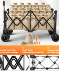 Heavy Duty Collapsible Wagon Cart With 570 Pound Capacity And Big All Terrain Wheels loaded with sacks