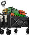Collapsible Wagon Cart Foldable 120L 360Lb Load Capacity Lightweight Beach Wagon For Grocery Runs Camping Shopping And Garden Gear