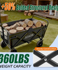 Collapsible Wagon Cart Foldable 120L 360Lb Load Capacity Lightweight Beach Wagon with wheels transporting firewood