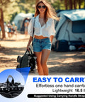 Large 200L Collapsible Wagon Cart With 440 Pounds Weight Capacity And Built In Brake For Camping Garden Sports And Shopping Foldable Utility Wagon 34.6 By 19.6 By 23 Inches Lightweight At Only 16.5 Pounds Black shown carried by woman