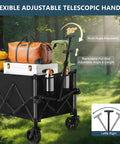 Extra Large Collapsible Wagon Cart With 220L Capacity And 360 Pounds Load All Terrain Wheels With Brakes Portable Foldable Utility Cart For Grocery Camping Shopping Garden Outdoor Sports Favoyard with telescopic handle in forest setting