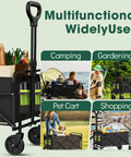 Heavy Duty Collapsible Wagon With Wheels 370 Lb Capacity Foldable Beach Cart for camping, gardening, pet cart, and shopping