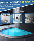 Collapsible Shower Threshold Water Dam, 39 In, Self Adhesive Shower Edge Water Barrier Stopper in bathroom and kitchen settings.