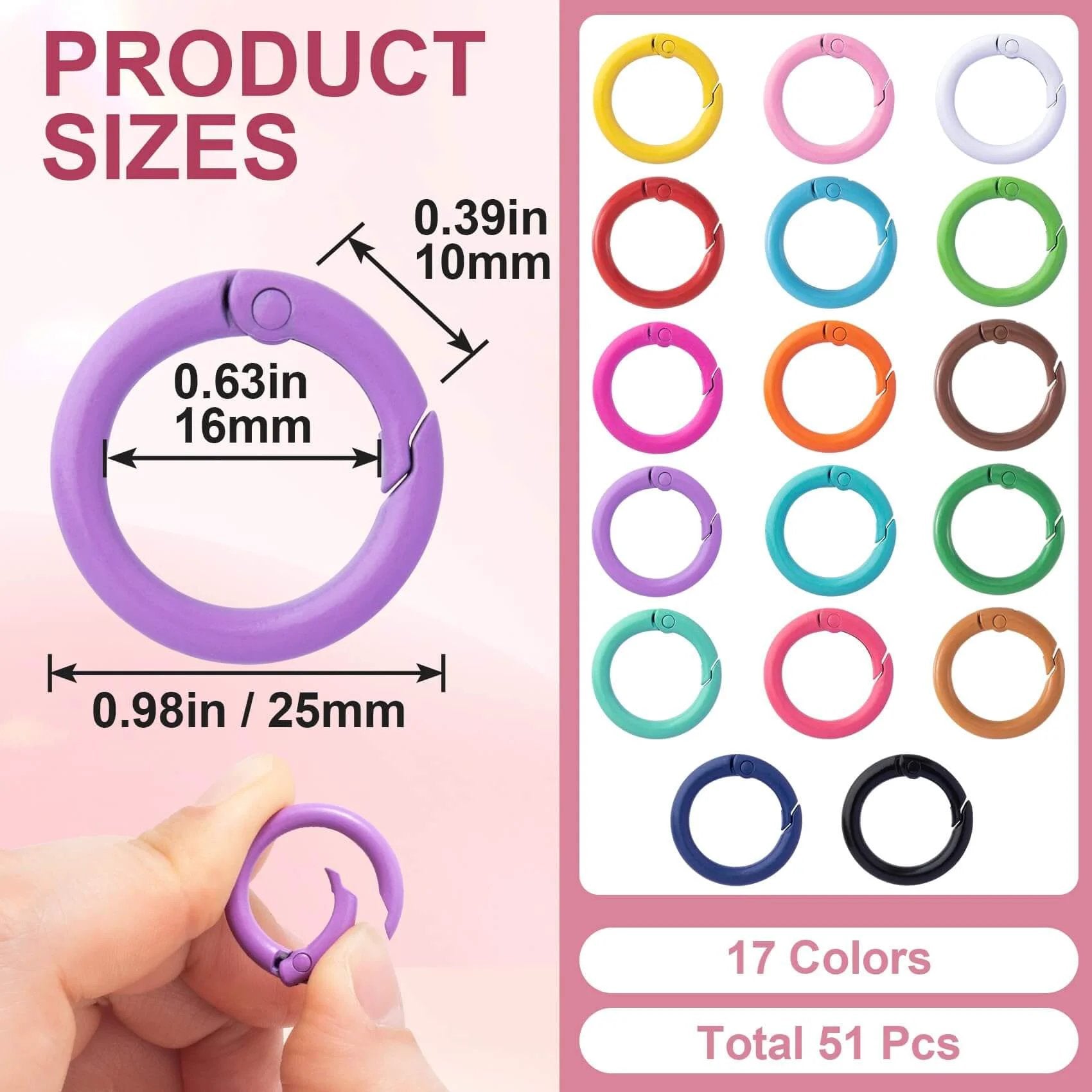Colorful Spring O Rings Set for Keychains 51 Pcs ✓