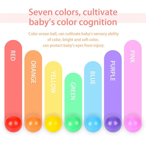 50 pcs Ball Pit Balls Plastic Balls for Ball Pit, BPA Free Ocean Ball for Toddlers - 7 Colors in red, orange, yellow, green, blue, purple, pink