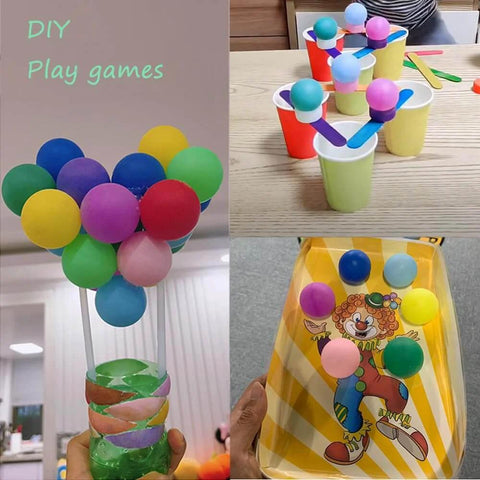 185 Pcs Colorful Table Tennis Balls in DIY projects and games for kids, featuring 40mm plastic ping pong balls in vibrant colors.
