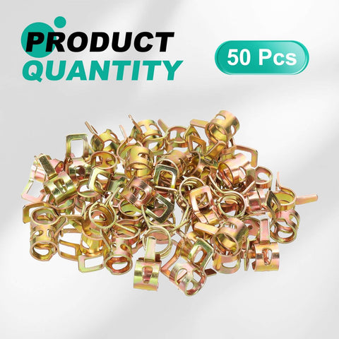 Pile of 50Pcs Spring Band Hose Clamps 6Mm Inner Diameter Colorful Clip Kit, 65Mn Galvanized Steel, for Fuel Line and Vacuum Hose