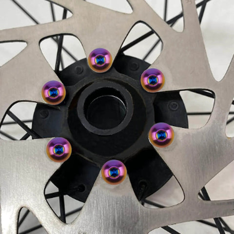 Disc brake with colorful TGCWENG 12PCS GR5 Titanium Ti Allen Hex M5x10 Cup Head Bolt Screw for bike rotor installation