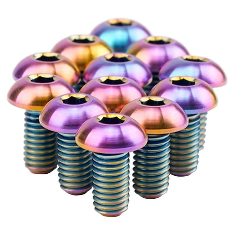 TGCWENG 12PCS GR5 Titanium Ti Allen Hex M5x10 Cup Head Bolt Screw for Bicycle Water Bottle Cage Disc Brake Rotor Screws Colorful