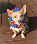 Comic Words Safety Fence Collar For Dogs, 100 Percent Cotton Stuffed Bumper, Made In USA, Neck Size 10 To 13 Inches on a dog outdoors