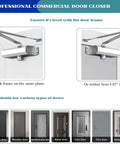Heavy Duty Automatic Door Closer with Smooth Soft Close and No Slam Hydraulic Mechanism on various door types