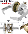 Dimensions of Commercial Entry Door Handle Grade 2 Heavy Duty Lockset Keyed Entry Satin Nickel ADA ANSI A1562