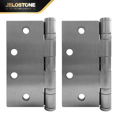 Three Pack 4.5 Inch By 4.5 Inch Commercial Grade Ball Bearing Door Hinges With Non Removable Pin Stainless Steel UL Listed