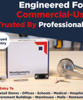 Heavy Duty Commercial Door Lockset Keyed Entry Grade 2 For Office School And Industrial Use Satin Finish, box and lock parts shown