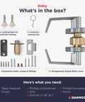 Heavy Duty Commercial Door Lockset Keyed Entry Grade 2 For Office School And Industrial Use Satin Finish, with keys and fittings