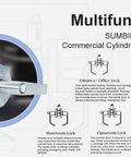 Heavy Duty Storeroom Door Lever Lockset For Commercial Use ANSI Grade 2 BHMA Grade 2 ADA Compliant UL 3 Hour Fire Rated Satin Chrome Finish