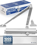 Heavy Duty Adjustable Grade 1 Door Closer Built To Last For High Traffic Commercial Uses ADA Compliant UL Listed UL10C Listed Aluminum Finish