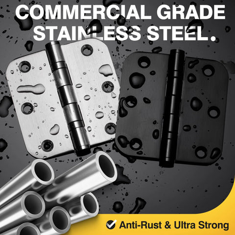 Ball Bearing Door Hinges 3.5 Inch Heavy Duty Stainless Steel For Replacing Standard Hinges With 5/8 Radius Corner