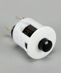 Plunger Switch Hinge Genuine OEM Replacement Part For Commercial Refrigerators, white and black component on gray background