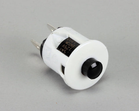 Plunger Switch Hinge Genuine OEM Replacement Part For Commercial Refrigerators, white and black component on gray background