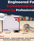 Heavy Duty Commercial Door Lockset With Storeroom Lock Grade 2 ANSI A1562 Nickel Finish Keyed Knob ADA Compliant box and components