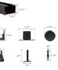 Commercial Grade Aluminum Pocket Door Track Kit For Ceiling Mount Box Rail Sliding Hardware, detailed components and measurements