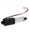 Compact 12V electric linear actuator with a 2 inch stroke and IP54 waterproof rating, shown with wiring for installation.